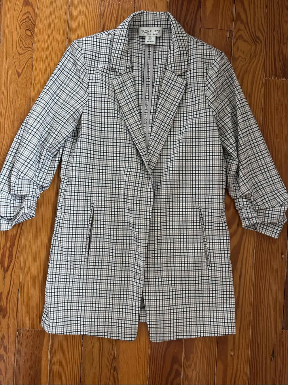 Rachel Zoe Checked Long Blazer Coat